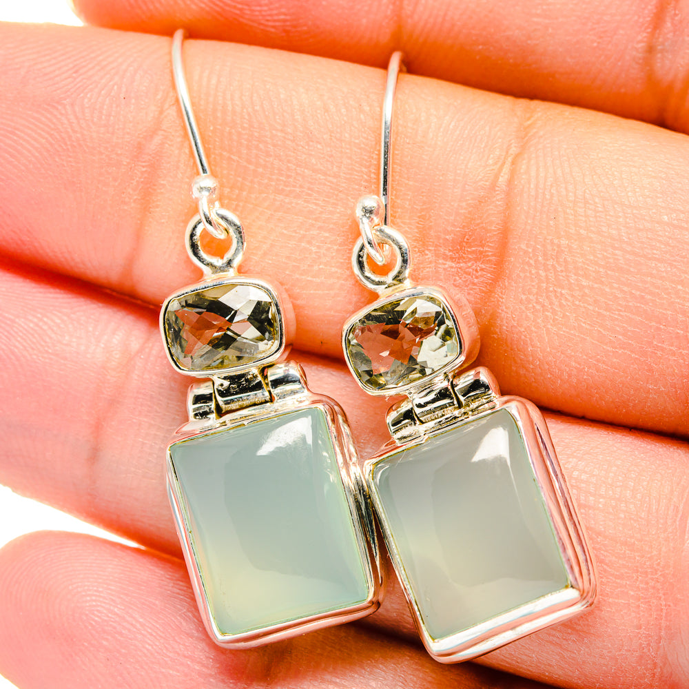 Aqua Chalcedony Earrings handcrafted by Anasilvercos - EARR422163