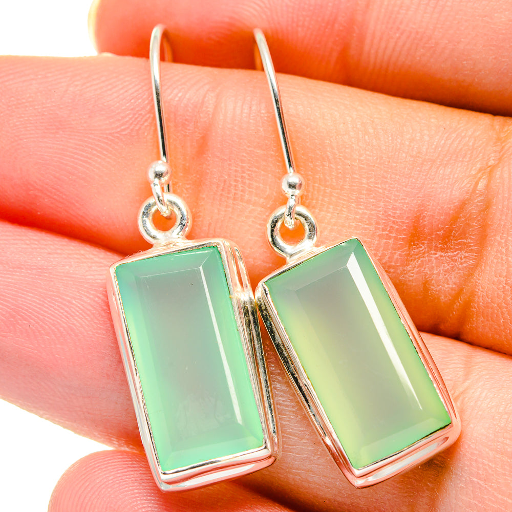 Aqua Chalcedony Earrings handcrafted by Anasilvercos - EARR422171