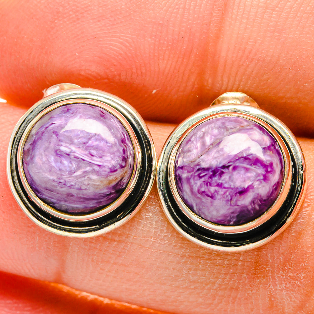 Charoite Earrings handcrafted by Anasilvercos - EARR422183