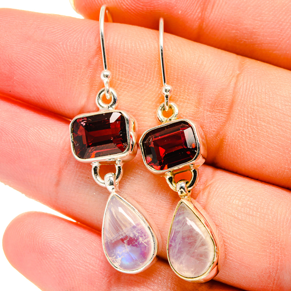 Rainbow Moonstone Earrings handcrafted by Anasilvercos - EARR422186