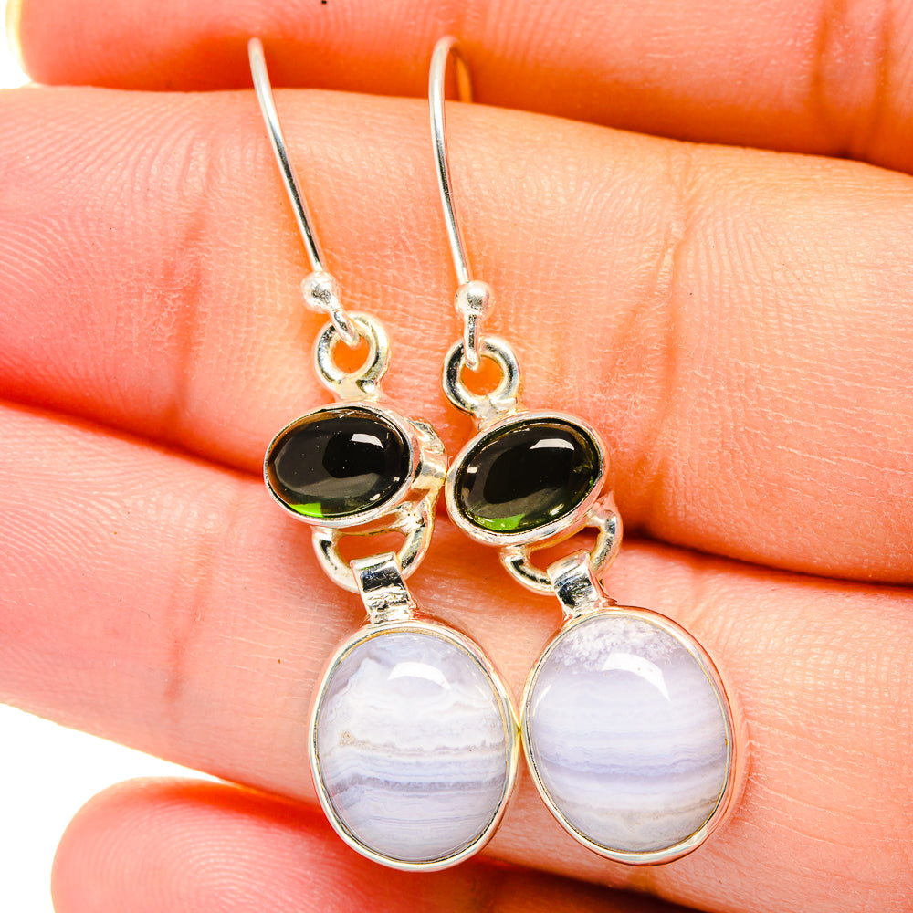 Blue Lace Agate Earrings handcrafted by Anasilvercos - EARR422189