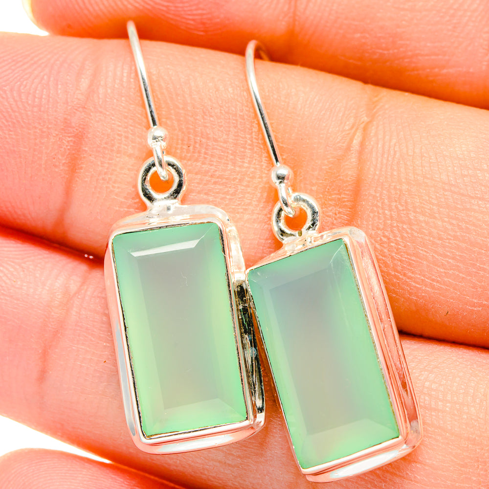 Aqua Chalcedony Earrings handcrafted by Anasilvercos - EARR422193