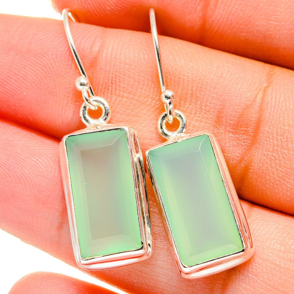 Aqua Chalcedony Earrings handcrafted by Anasilvercos - EARR422202