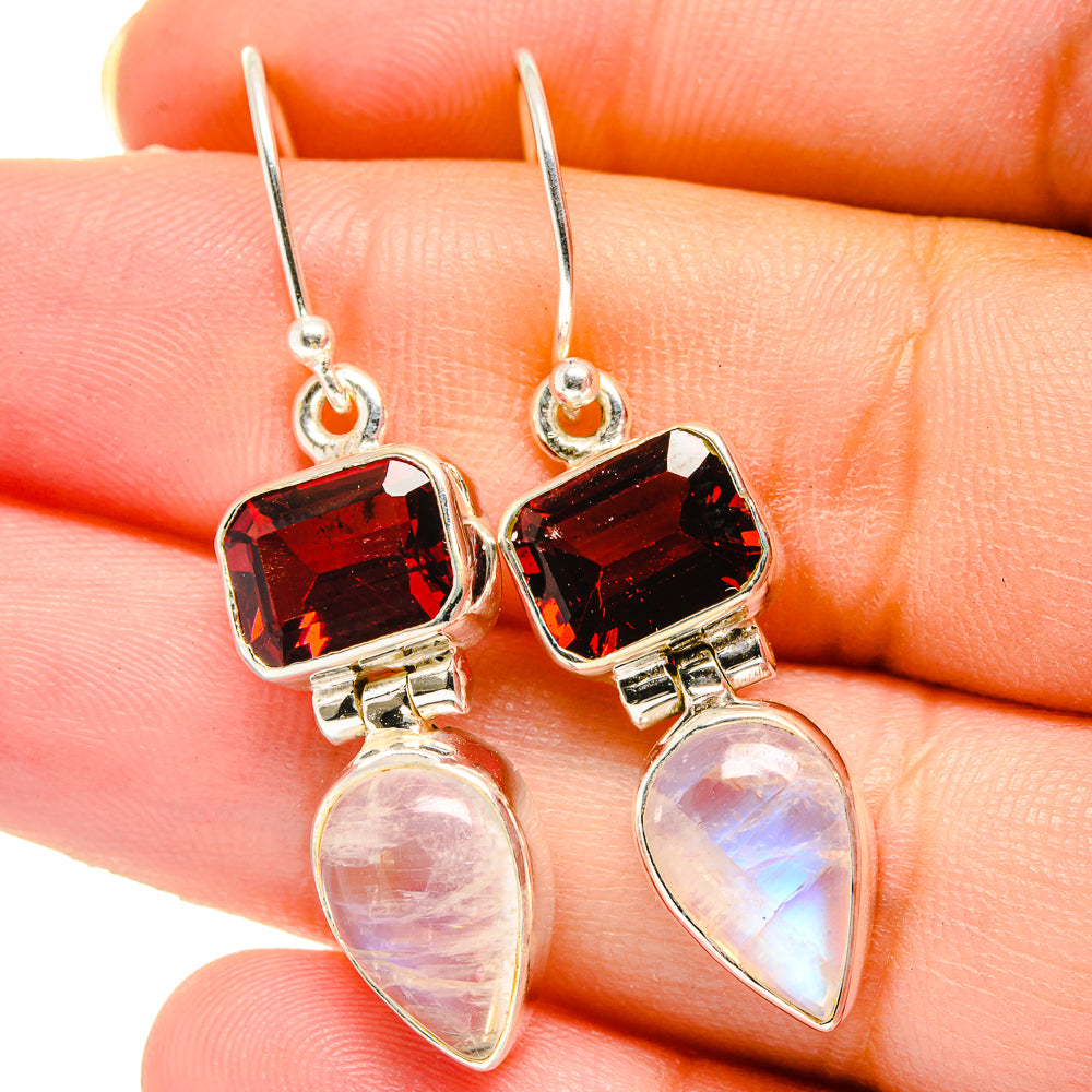 Rainbow Moonstone Earrings handcrafted by Anasilvercos - EARR422208