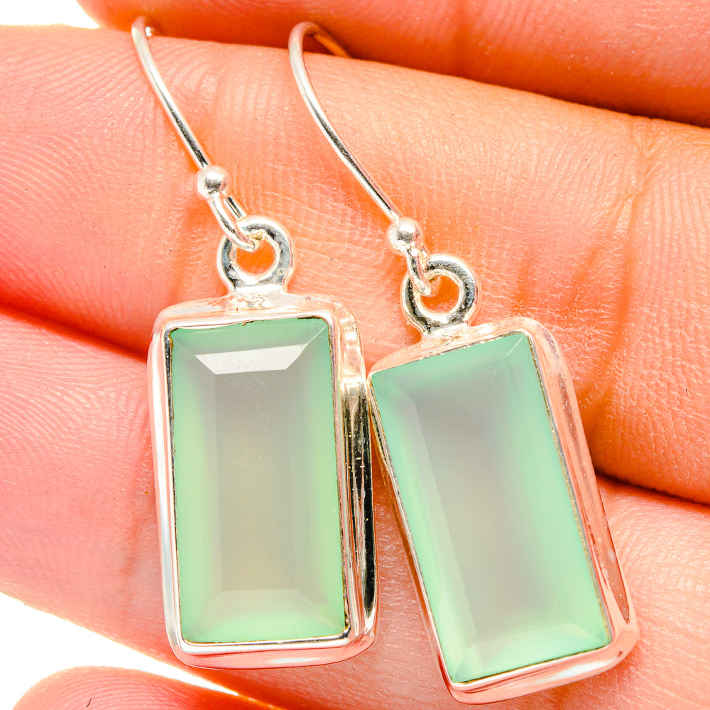 Aqua Chalcedony Earrings handcrafted by Anasilvercos - EARR422217