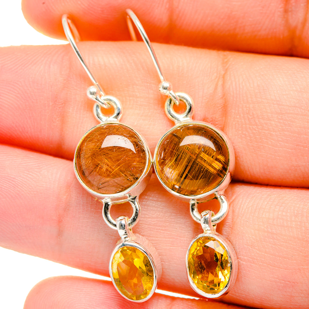 Rutilated Quartz Earrings handcrafted by Anasilvercos - EARR422229