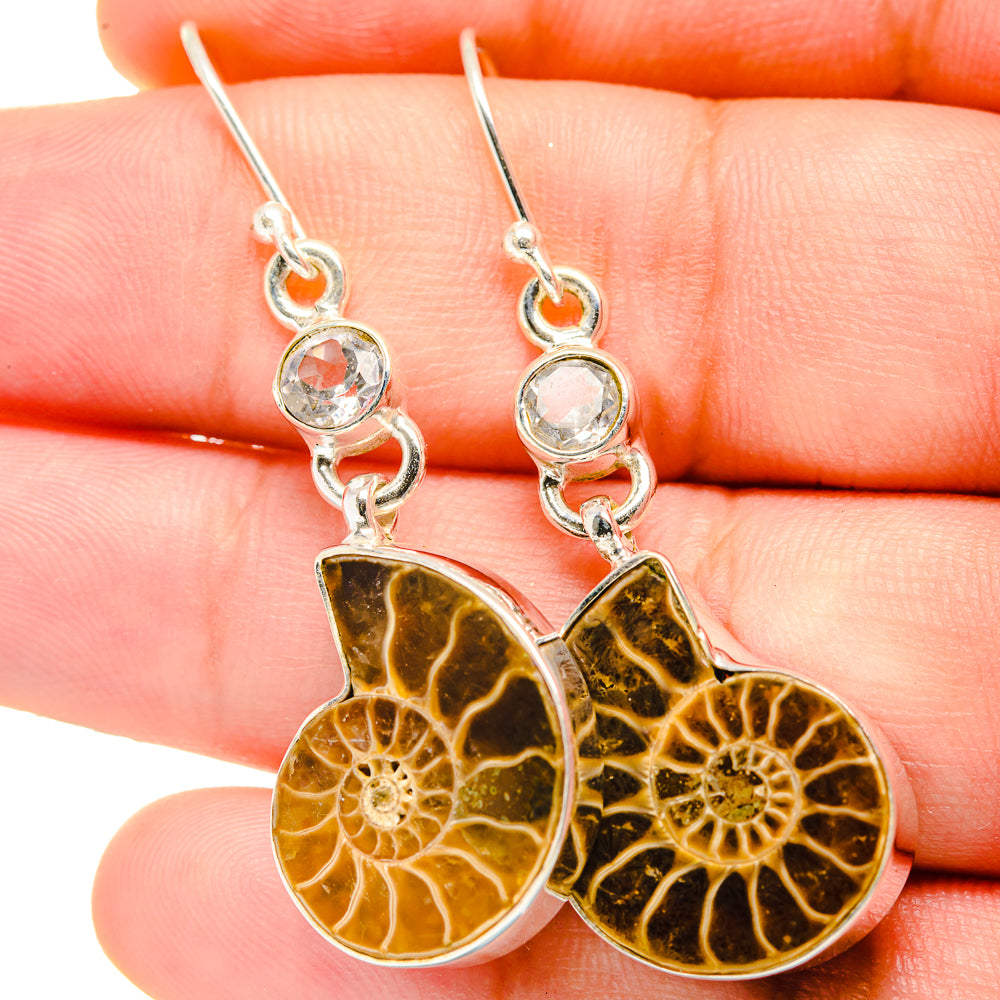 Ammonite Fossil Earrings handcrafted by Anasilvercos - EARR422231