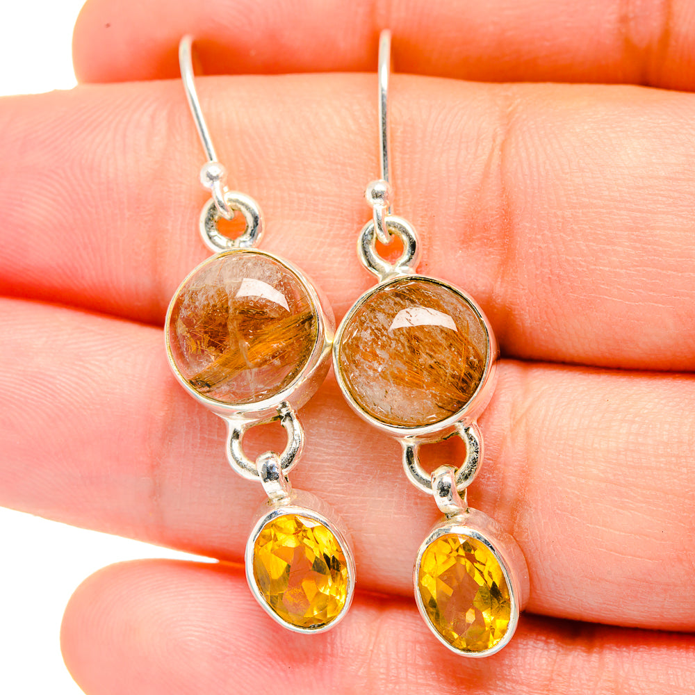 Rutilated Quartz Earrings handcrafted by Anasilvercos - EARR422238
