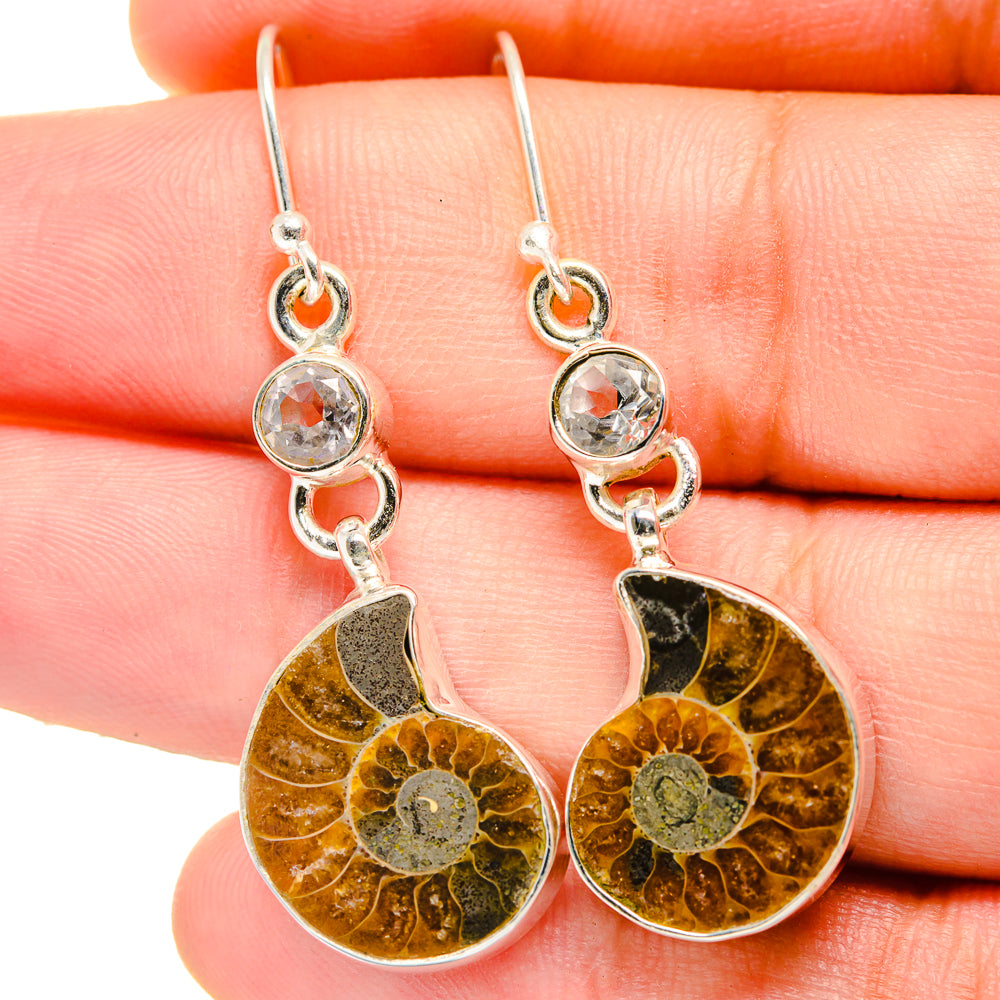 Ammonite Fossil Earrings handcrafted by Anasilvercos - EARR422246