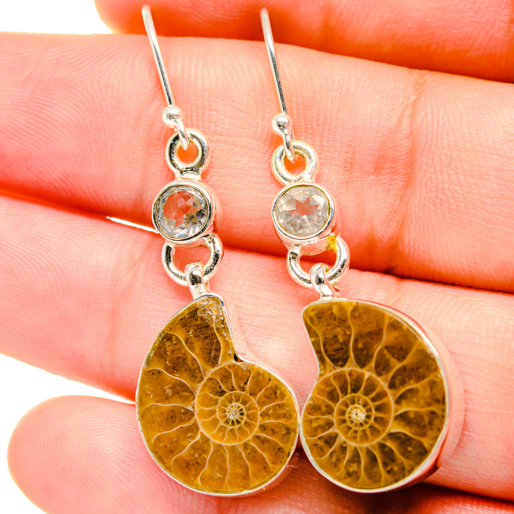 Ammonite Fossil Earrings handcrafted by Anasilvercos - EARR422249