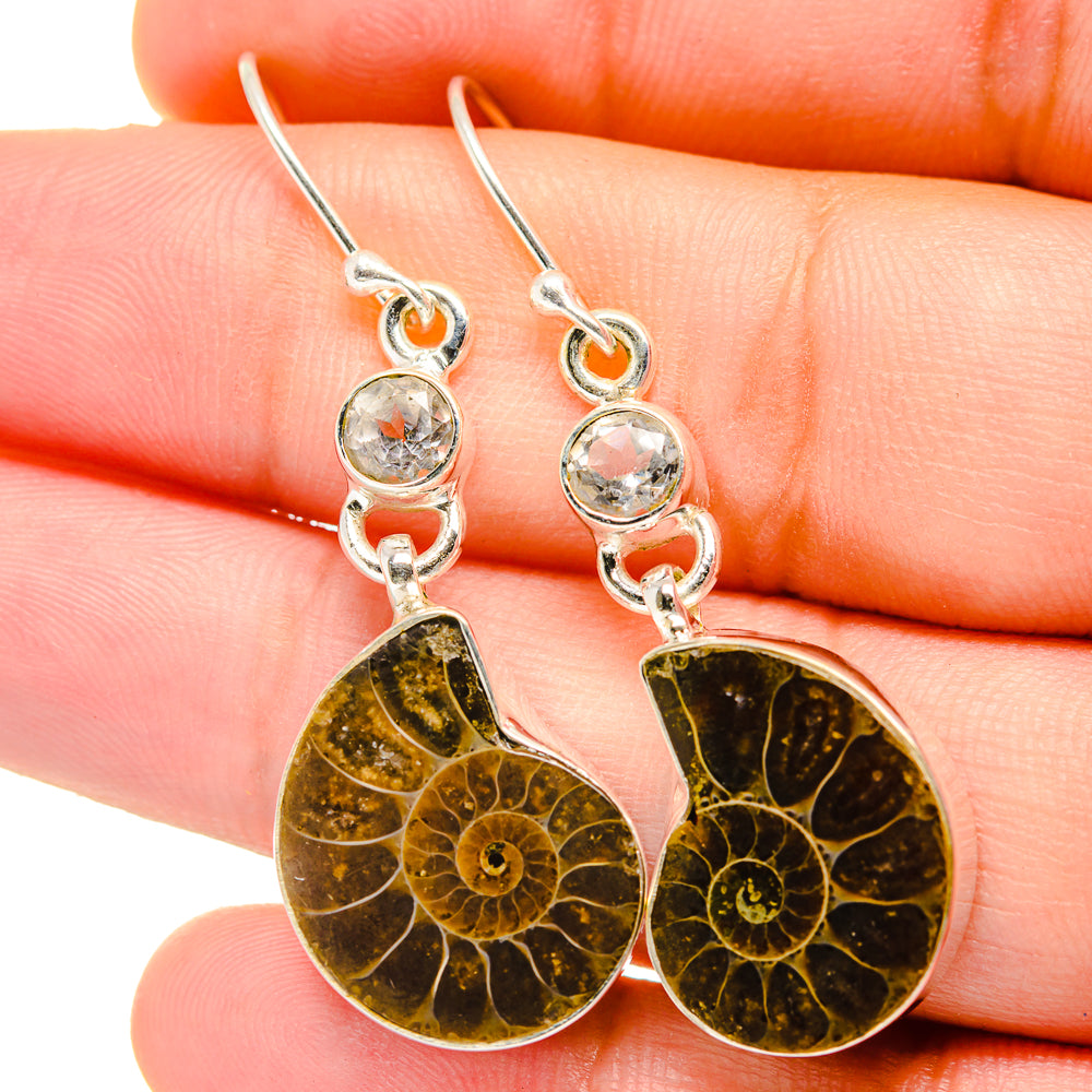 Ammonite Fossil Earrings handcrafted by Anasilvercos - EARR422251