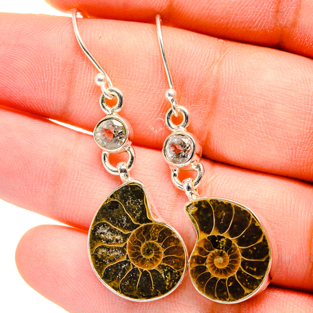 Ammonite Fossil Earrings handcrafted by Anasilvercos - EARR422282