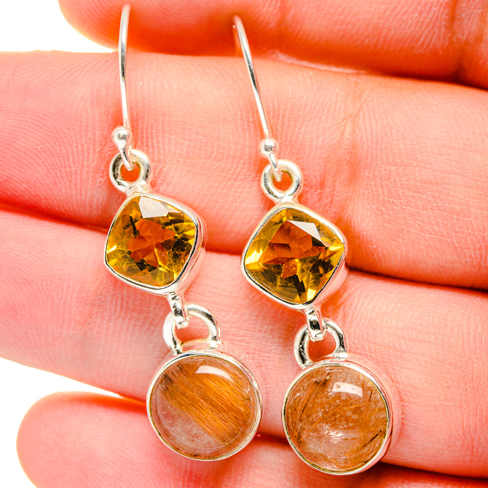 Rutilated Quartz Earrings handcrafted by Anasilvercos - EARR422310