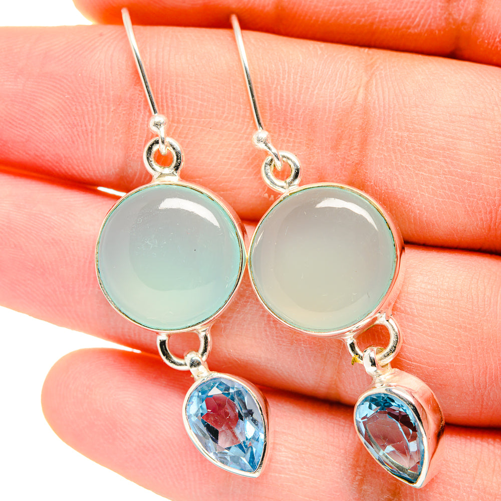 Aqua Chalcedony Earrings handcrafted by Anasilvercos - EARR422312