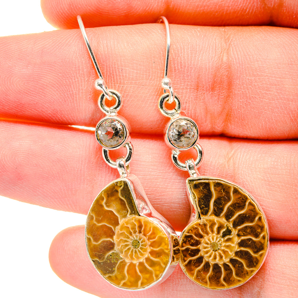 Ammonite Fossil Earrings handcrafted by Anasilvercos - EARR422313