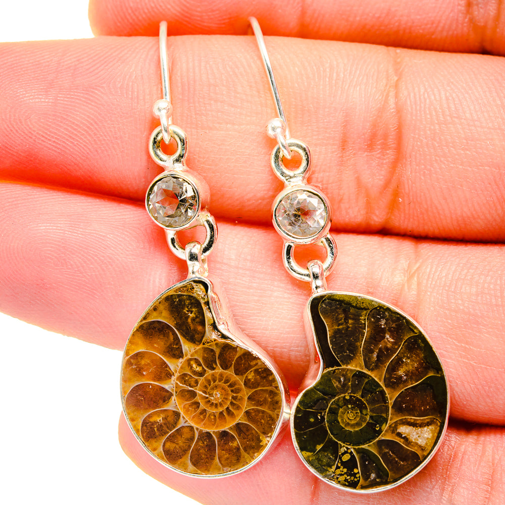 Ammonite Fossil Earrings handcrafted by Anasilvercos - EARR422318