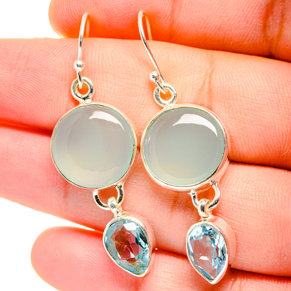 Aqua Chalcedony Earrings handcrafted by Anasilvercos - EARR422326