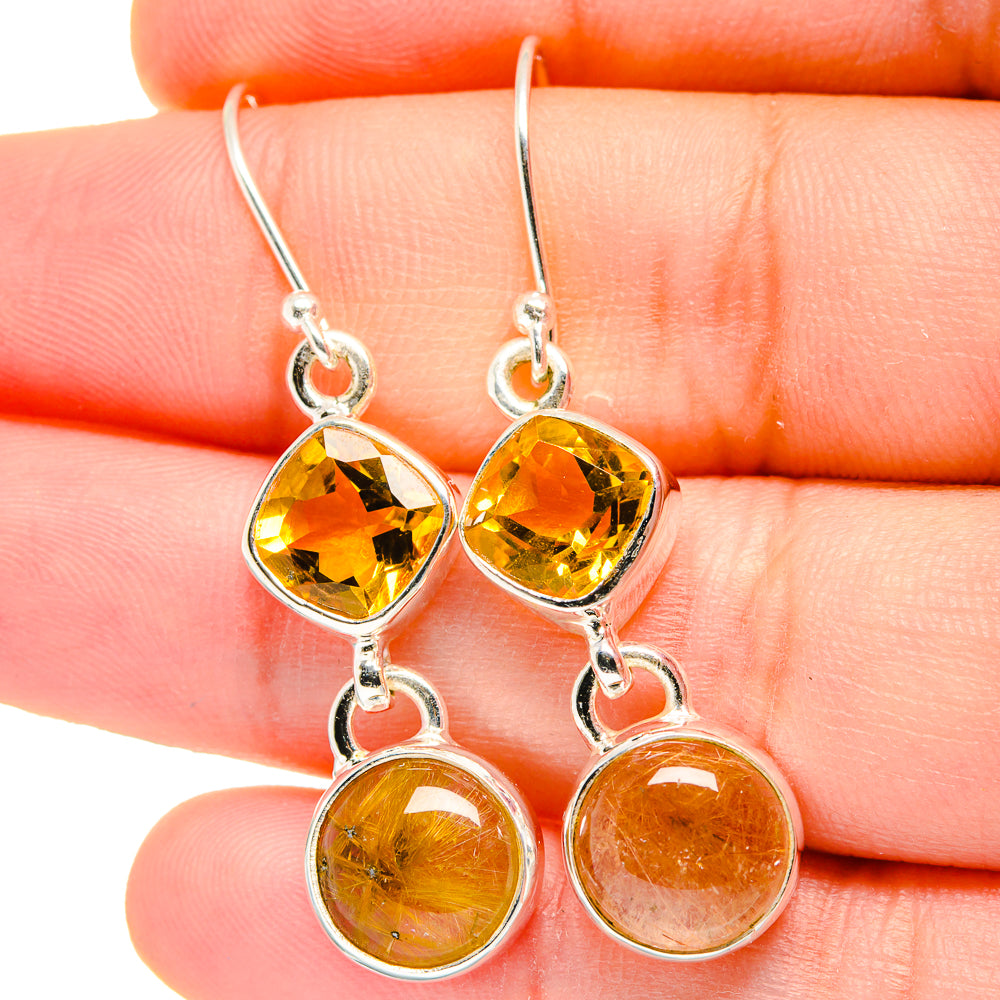 Rutilated Quartz Earrings handcrafted by Anasilvercos - EARR422329