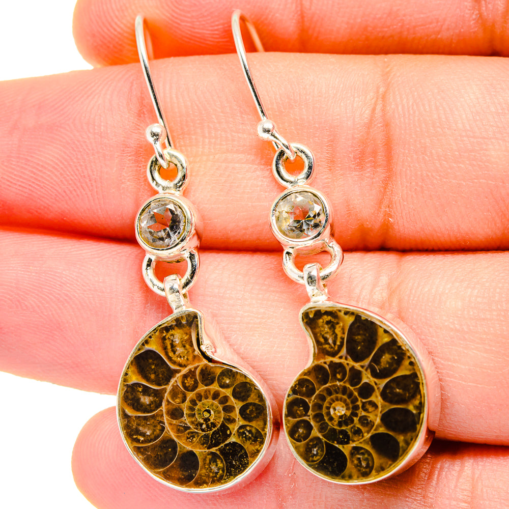 Ammonite Fossil Earrings handcrafted by Anasilvercos - EARR422335