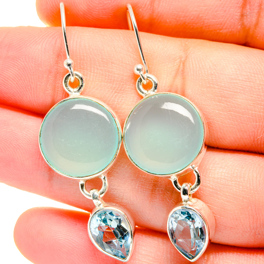 Aqua Chalcedony Earrings handcrafted by Anasilvercos - EARR422341
