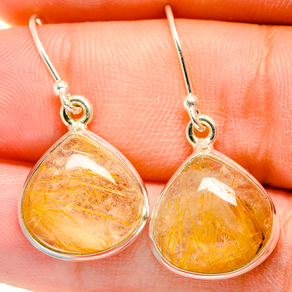 Rutilated Quartz Earrings handcrafted by Anasilvercos - EARR422356