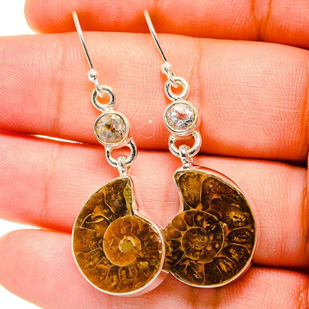Ammonite Fossil Earrings handcrafted by Anasilvercos - EARR422359