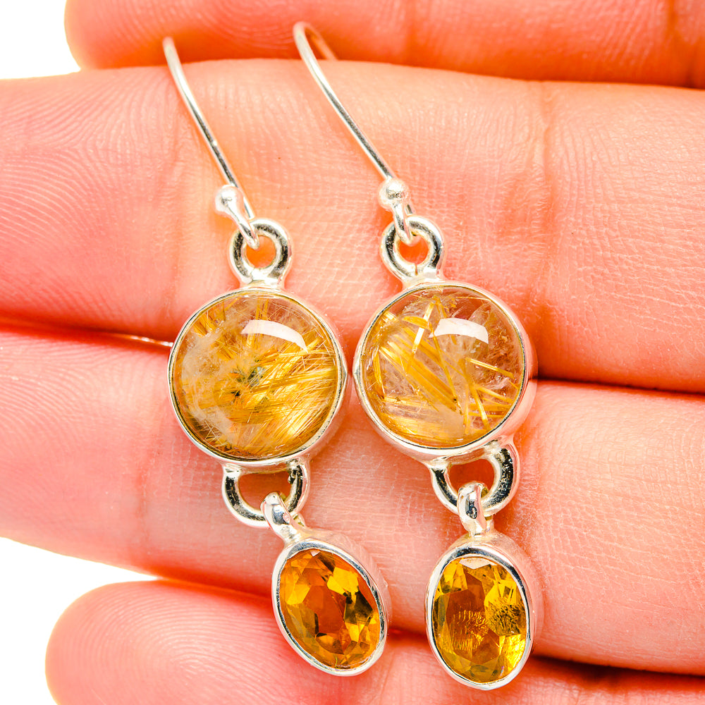 Rutilated Quartz Earrings handcrafted by Anasilvercos - EARR422371