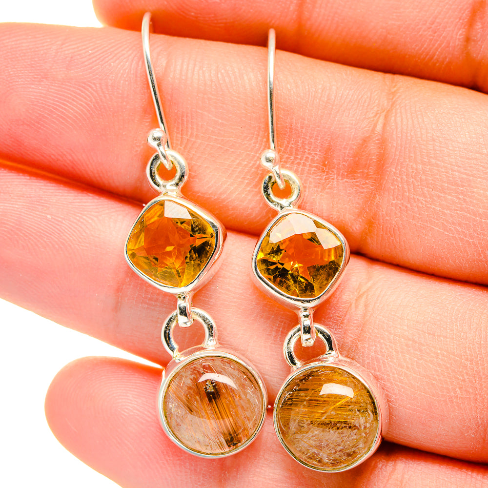Rutilated Quartz Earrings handcrafted by Anasilvercos - EARR422373