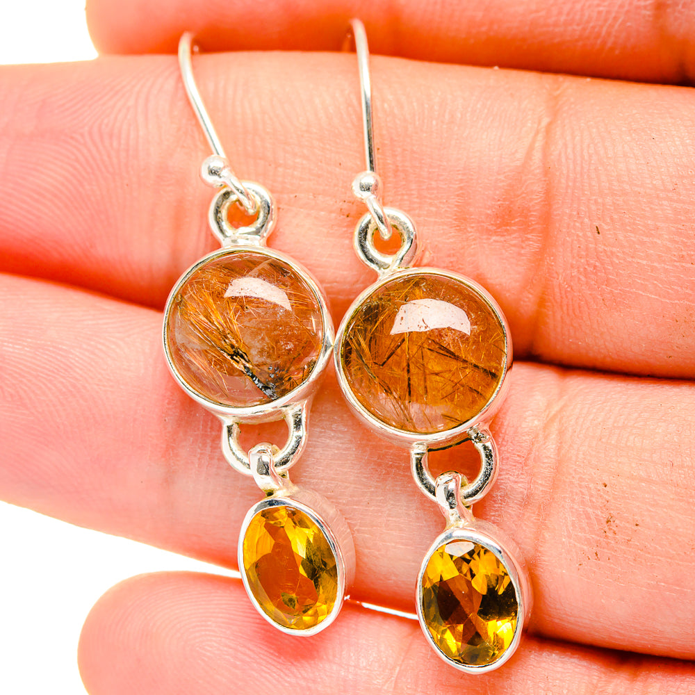 Rutilated Quartz Earrings handcrafted by Anasilvercos - EARR422378