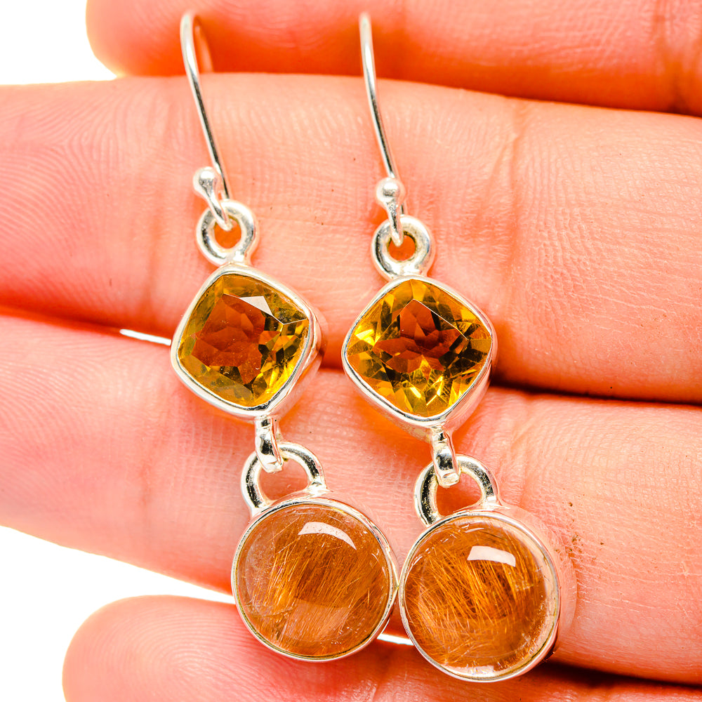 Rutilated Quartz Earrings handcrafted by Anasilvercos - EARR422390