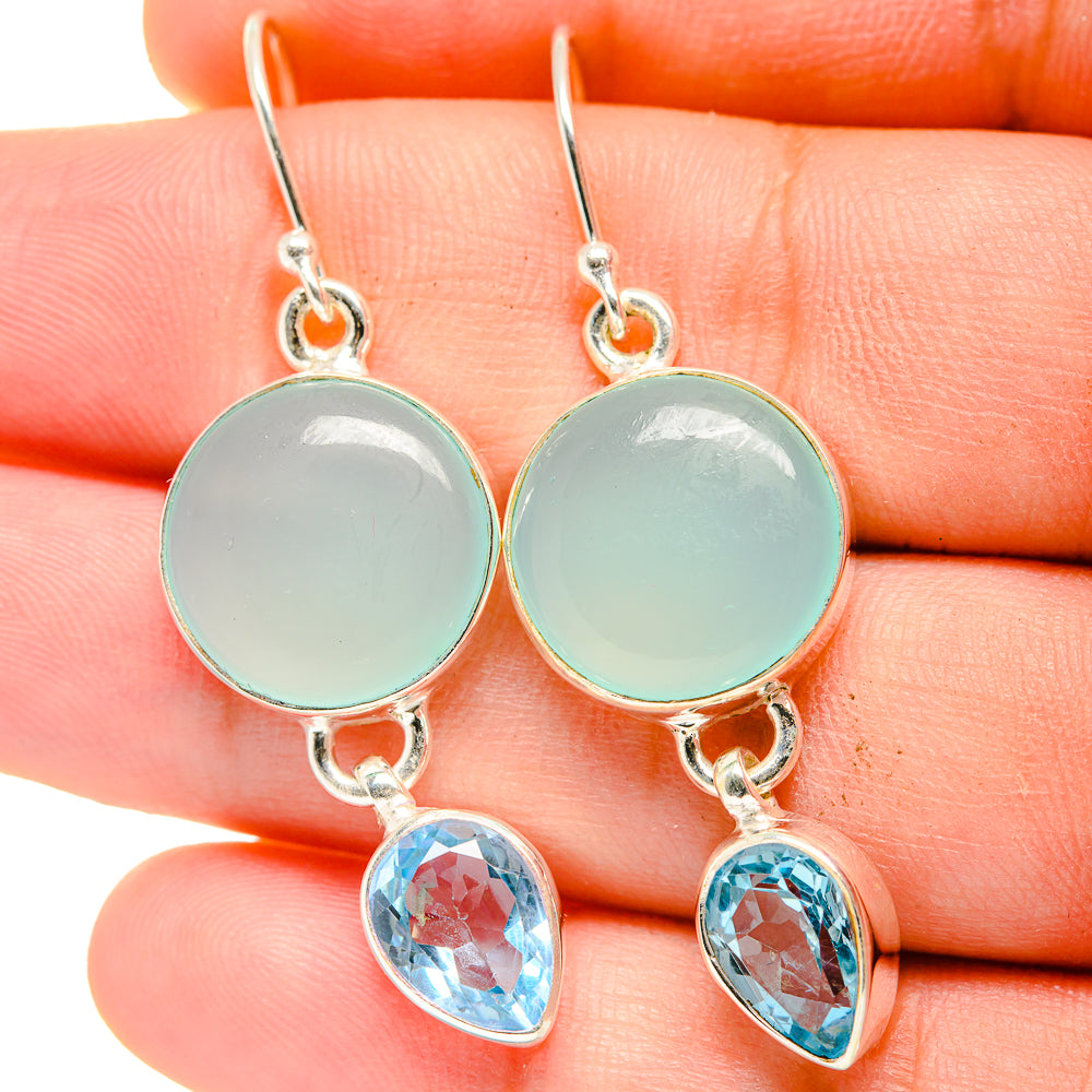 Aqua Chalcedony Earrings handcrafted by Anasilvercos - EARR422392