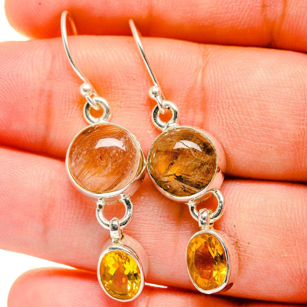 Rutilated Quartz Earrings handcrafted by Anasilvercos - EARR422393