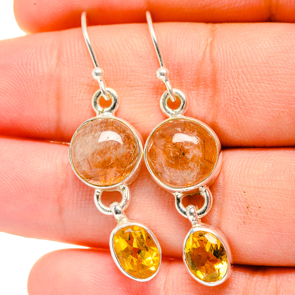 Rutilated Quartz Earrings handcrafted by Anasilvercos - EARR422397
