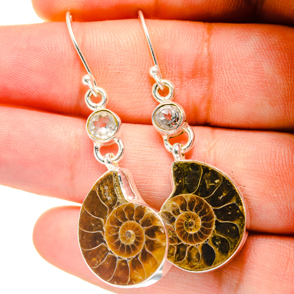 Ammonite Fossil Earrings handcrafted by Anasilvercos - EARR422399