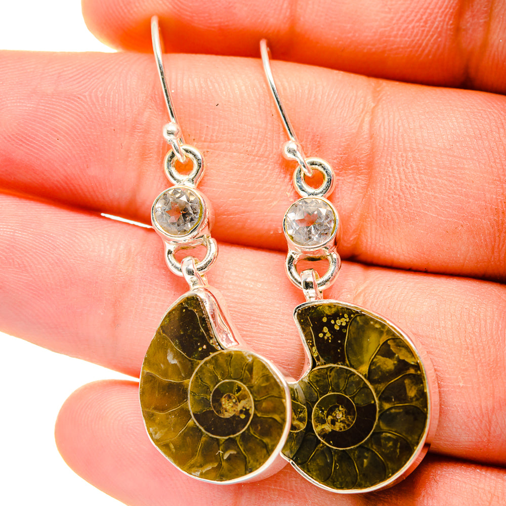 Ammonite Fossil Earrings handcrafted by Anasilvercos - EARR422403