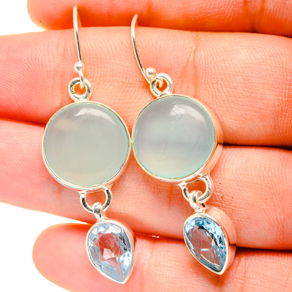 Aqua Chalcedony Earrings handcrafted by Anasilvercos - EARR422405