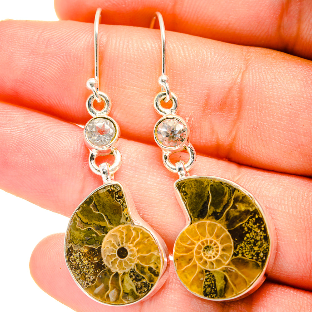 Ammonite Fossil Earrings handcrafted by Anasilvercos - EARR422413