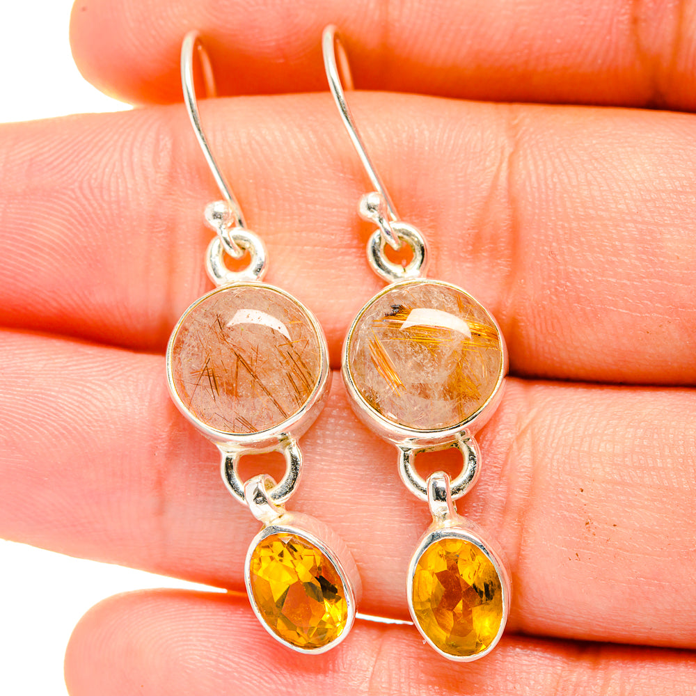 Rutilated Quartz Earrings handcrafted by Anasilvercos - EARR422415