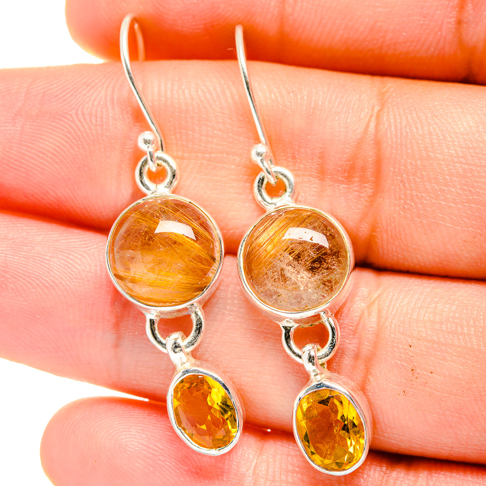 Rutilated Quartz Earrings handcrafted by Anasilvercos - EARR422416