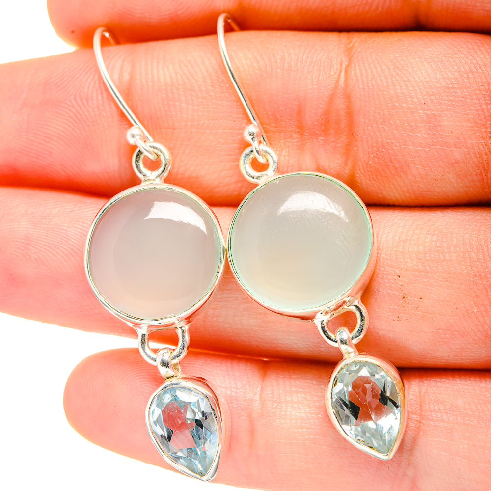 Aqua Chalcedony Earrings handcrafted by Anasilvercos - EARR422418