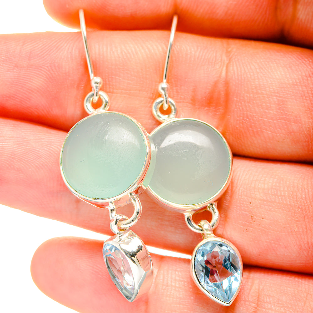 Aqua Chalcedony Earrings handcrafted by Anasilvercos - EARR422421