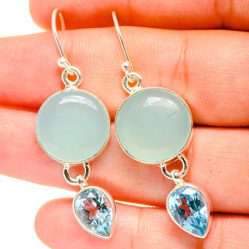Aqua Chalcedony Earrings handcrafted by Anasilvercos - EARR422424