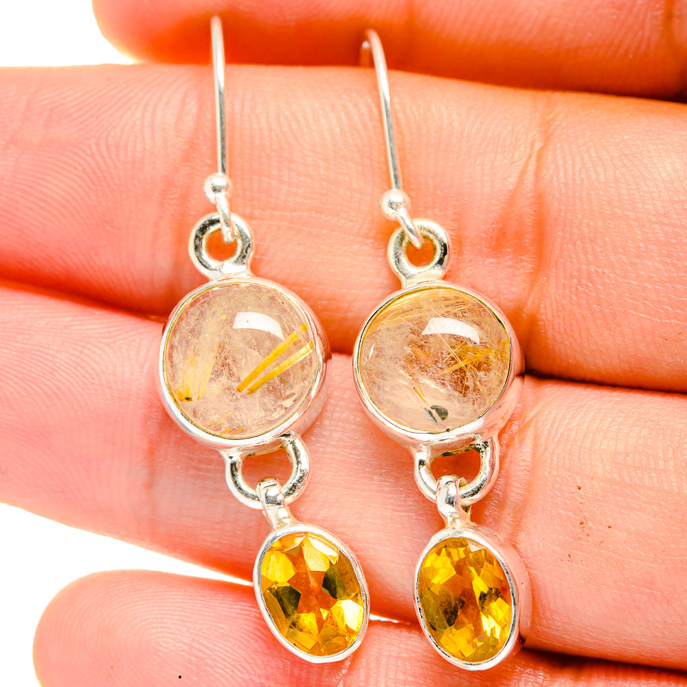 Rutilated Quartz Earrings handcrafted by Anasilvercos - EARR422429