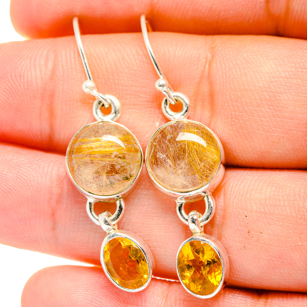 Rutilated Quartz Earrings handcrafted by Anasilvercos - EARR422430