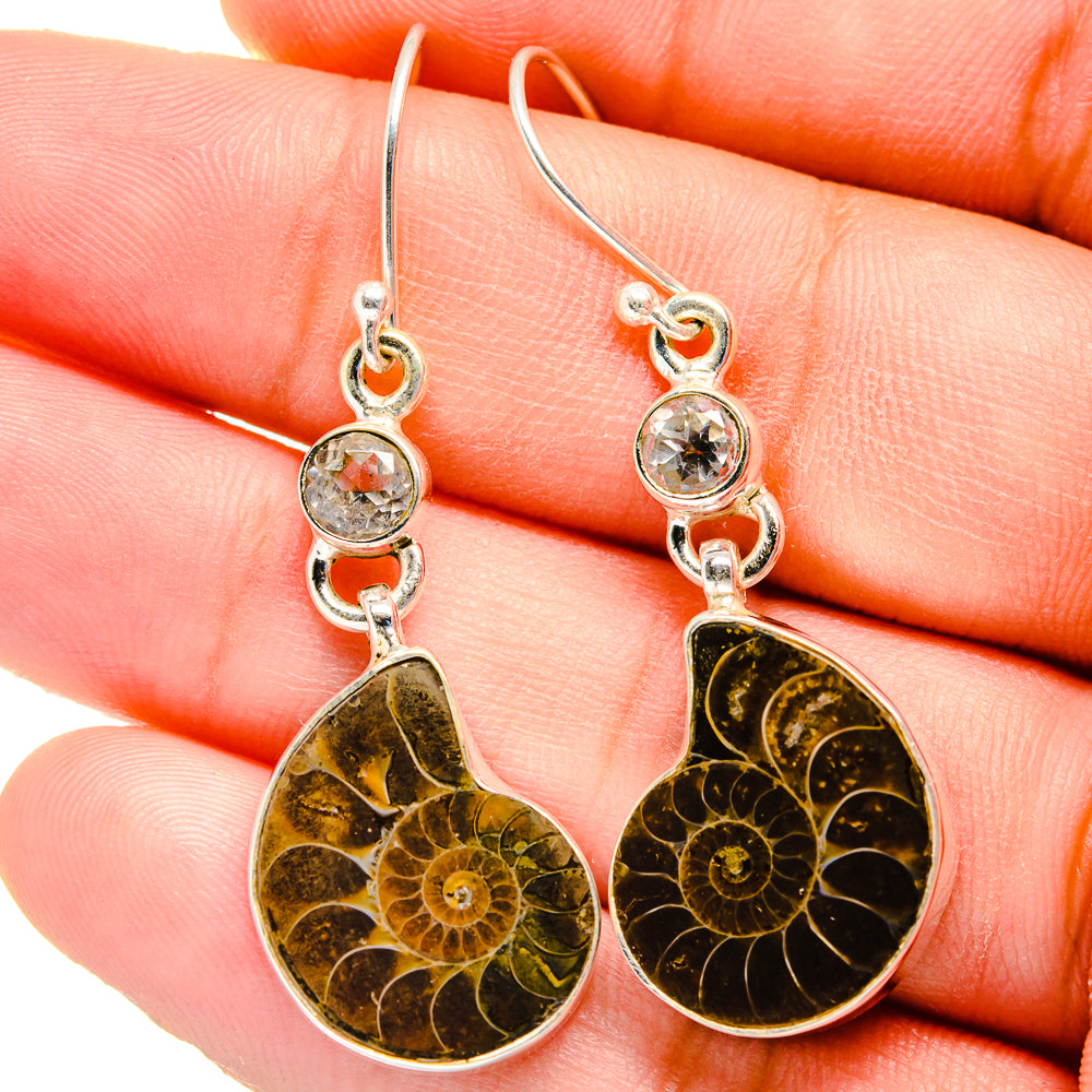 Ammonite Fossil Earrings handcrafted by Anasilvercos - EARR422444