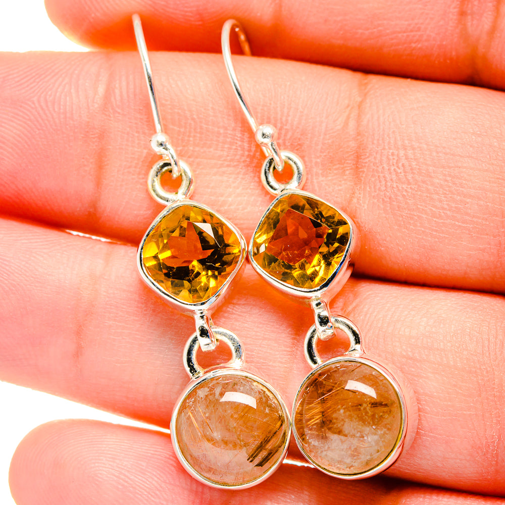 Rutilated Quartz Earrings handcrafted by Anasilvercos - EARR422450
