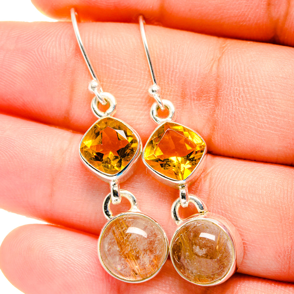 Rutilated Quartz Earrings handcrafted by Anasilvercos - EARR422452