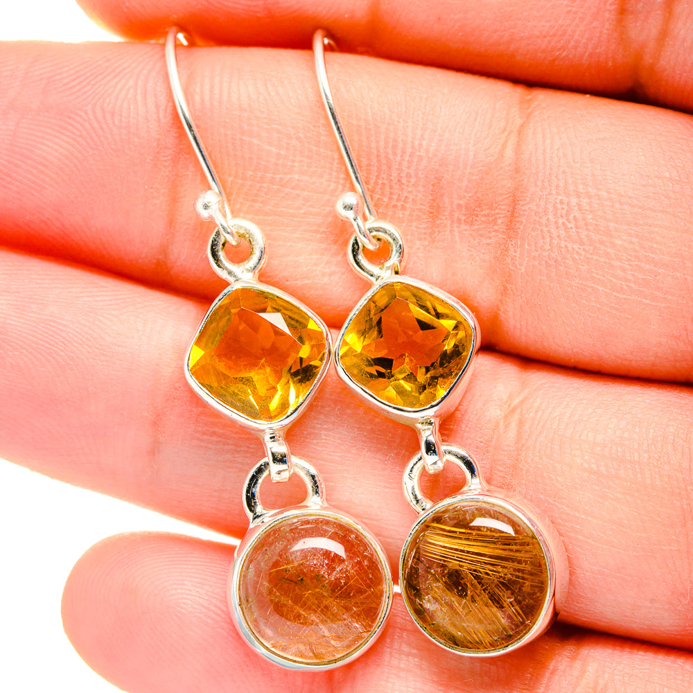 Rutialted Quartz Earrings handcrafted by Anasilvercos - EARR422455