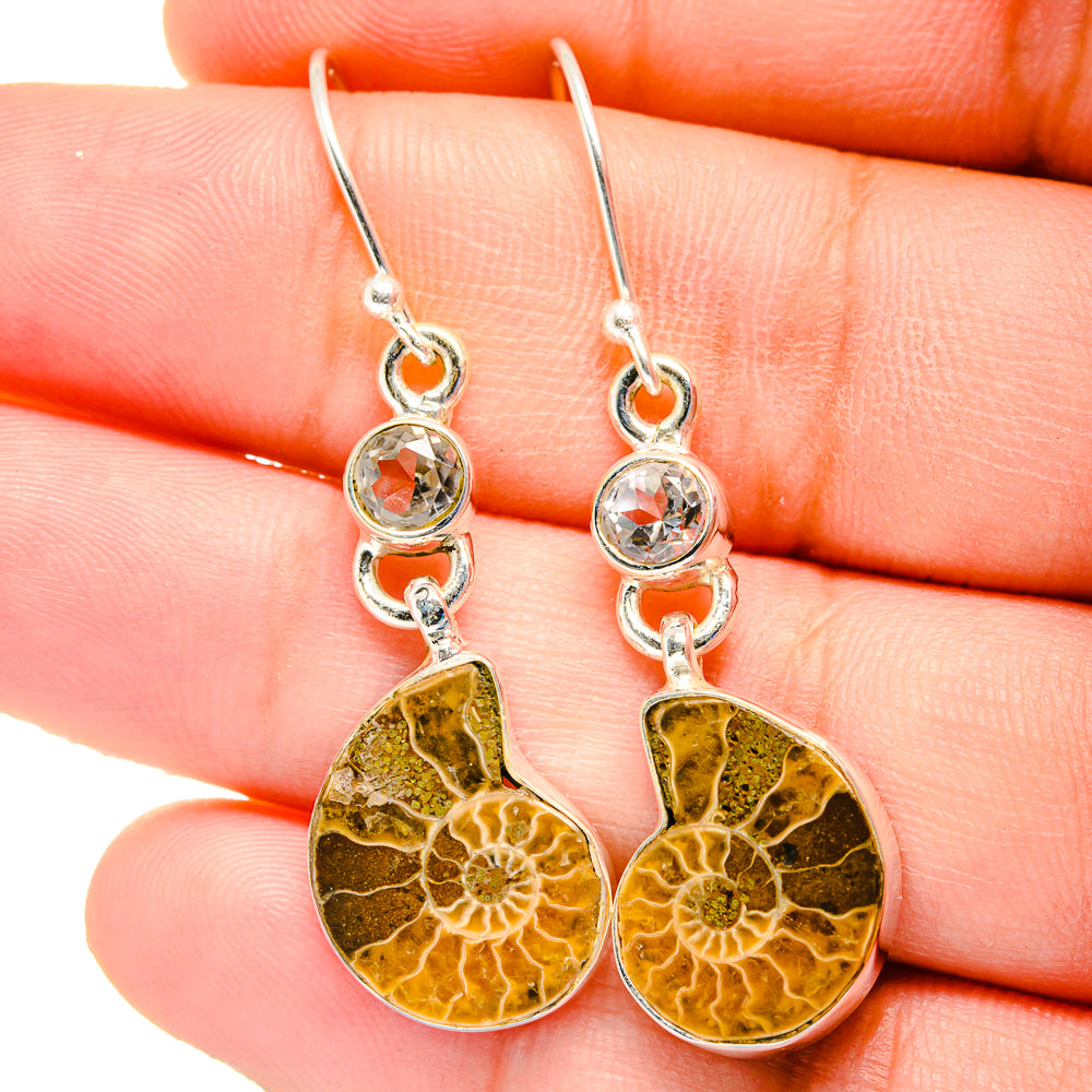Ammonite Fossil Earrings handcrafted by Anasilvercos - EARR422464