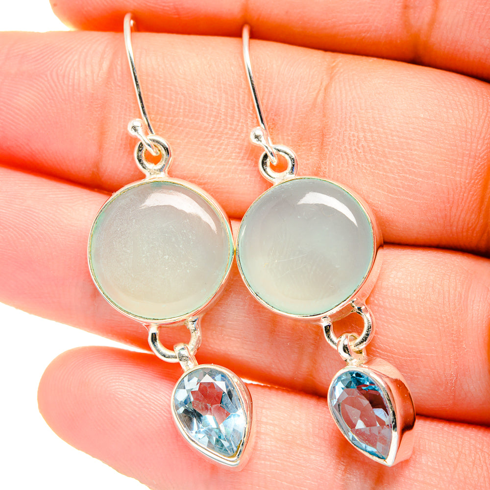 Aqua Chalcedony Earrings handcrafted by Anasilvercos - EARR422465
